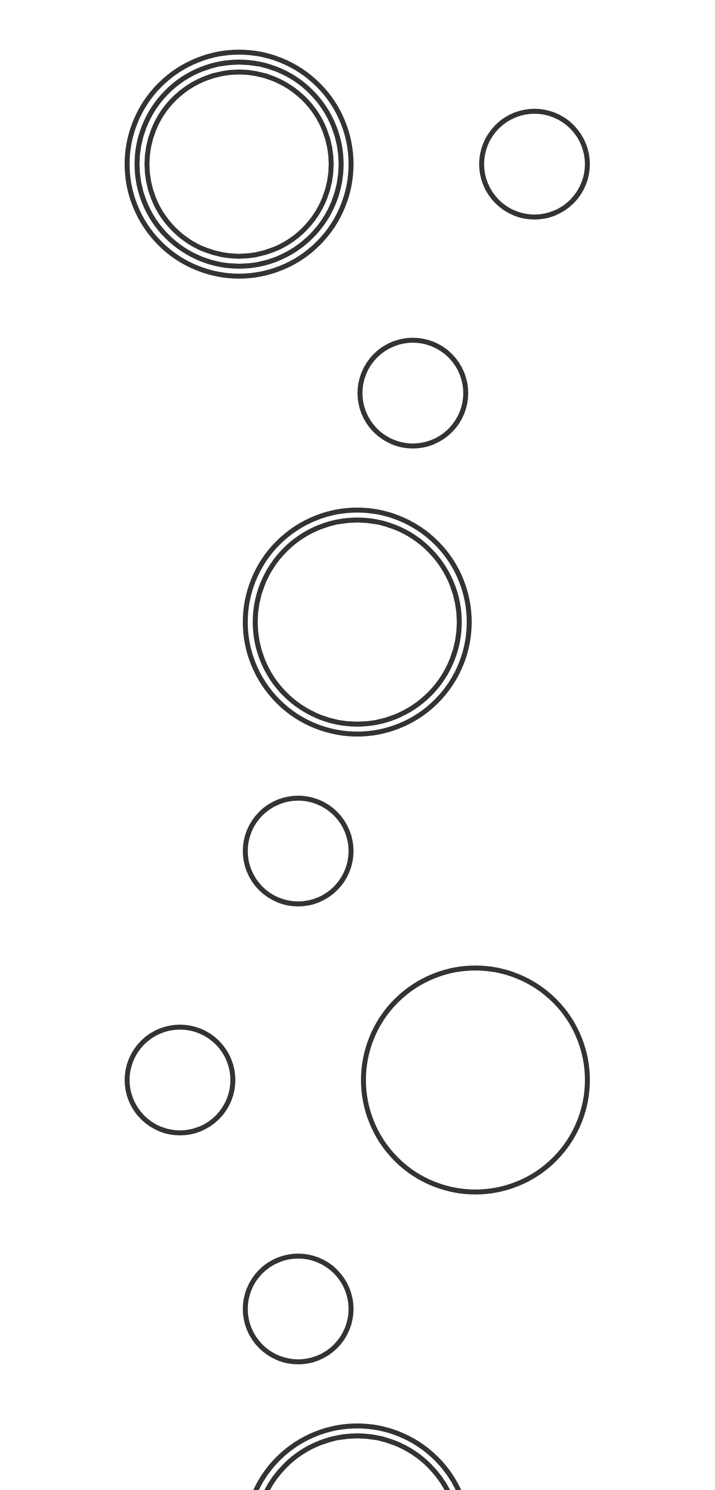 second grid of circles with black outlines